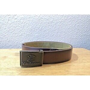 Vintage Budweiser Belt Buckle Leather Belt Breweriana NB011 37"